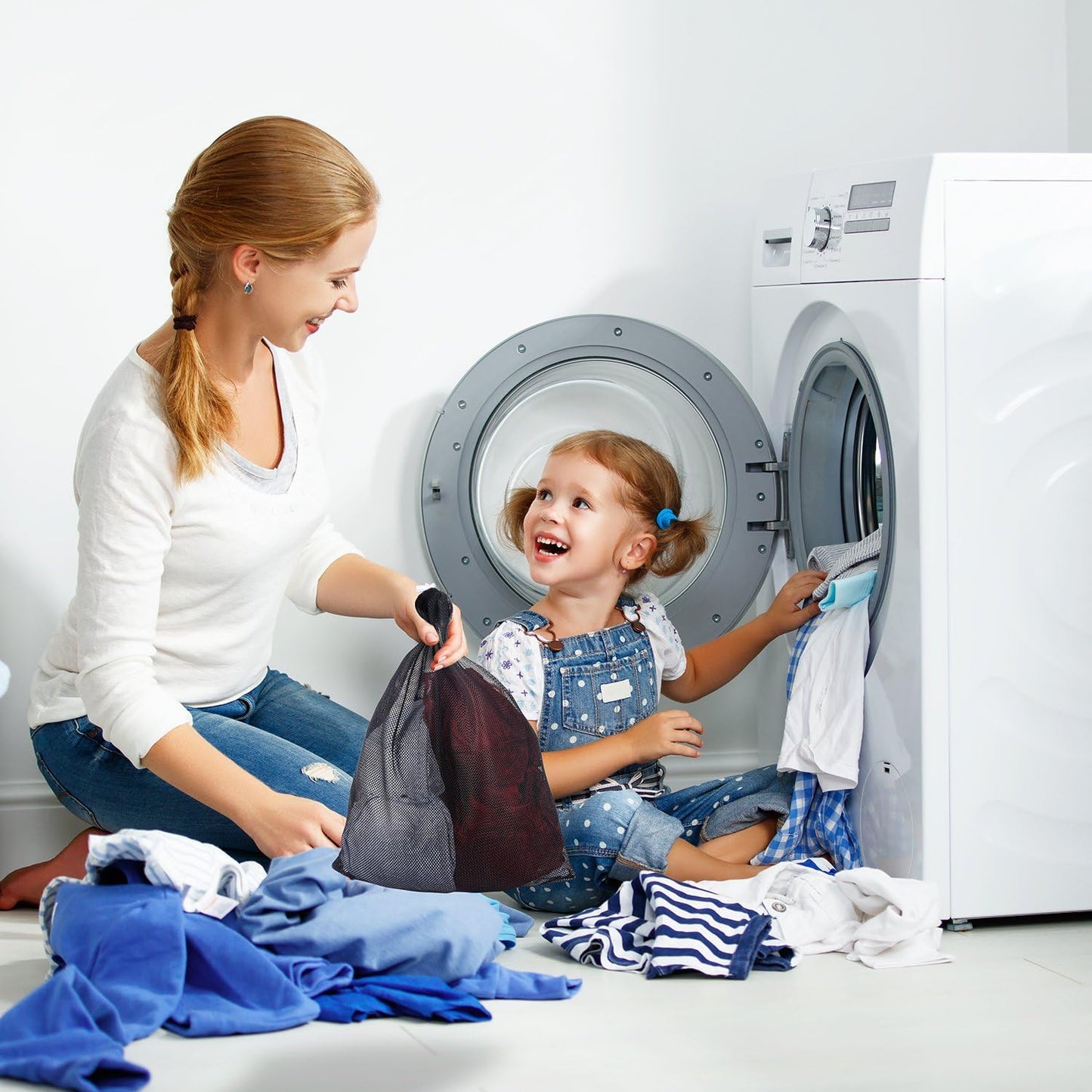 6 Pieces Mesh Stuff Sack, 11 X 15 Inch Durable Nylon Drawstring Laundry Bag for Rinsing Beach Toys, Seashell Collecting, Mesh Bags and Travel(Black)